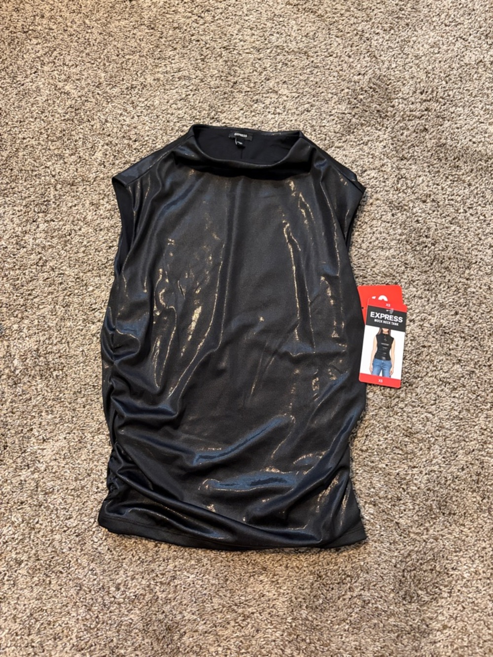 Express Shiny Black Sleeveless Tank Top